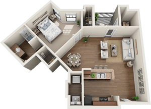 The Aberdeen - One Bedroom / One Bath - 765 Sq. Ft.*